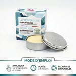 Parfum solide La Téméraire Lamazuna 20ml en boîte métallique avec guide d'utilisation