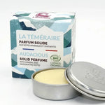 Parfum solide La Téméraire Lamazuna 20ml en boîte avec emballage turquoise