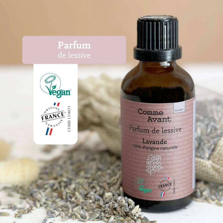 Les labels began et made in france du Parfum de lessive Comme Avant