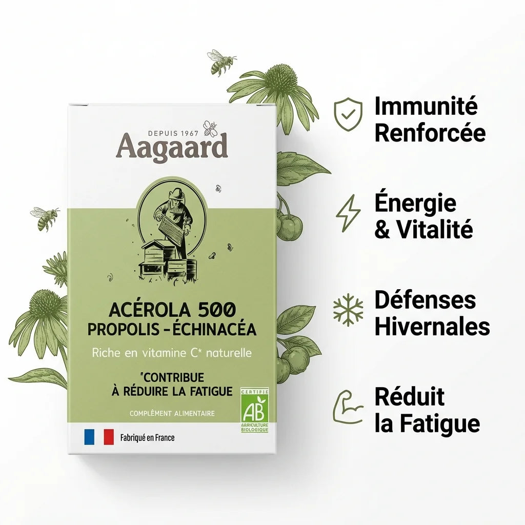 Pastilles Propolis Acérola Échinacéa Aagaard 20 comprimés immunité vitalité défenses hivernales