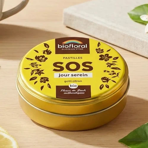 Pastilles Fleurs de Bach SOS Jour Serein Biofloral 50g boîte wellness naturel