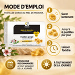 Pastilles gorge miel de manuka IAA15+ Comptoirs et compagnies avec mode d'emploi posologie
