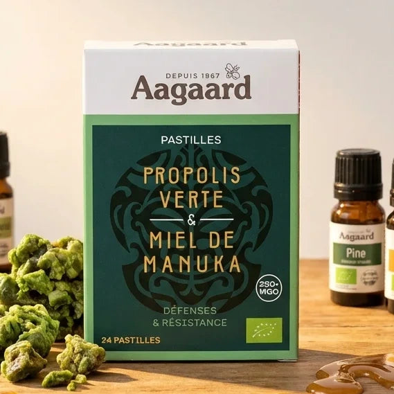 Pastilles Propolis Verte et Miel de Manuka Aagaard 24 pastilles avec ingrédients naturels