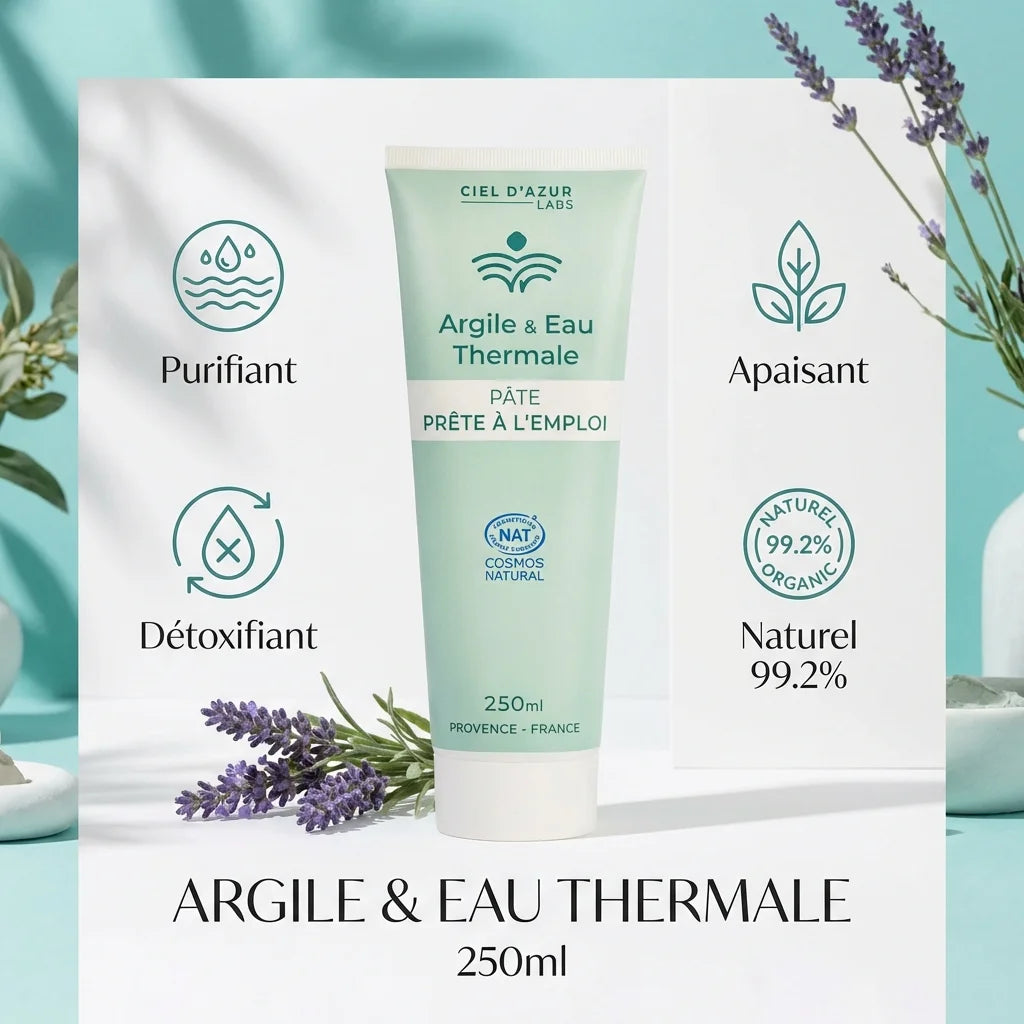Pâte Prête à l'Emploi 250ml Argile Eau Thermale - Purifiant Apaisant Détoxifiant