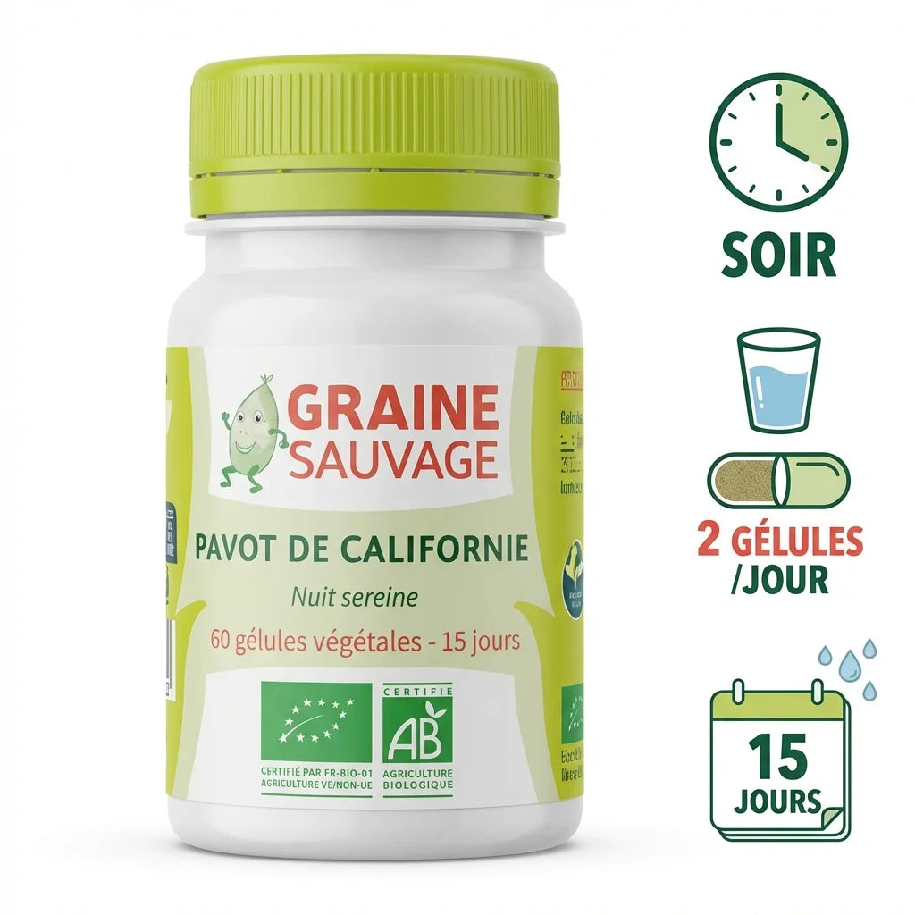 Pavot de Californie bio 60 gélules Graine Sauvage avec posologie 2 gélules par jour