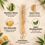 Peigne à barbe en bambou Cap avec dents fines, naturel et antistatique