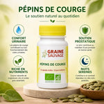 Pépins de courge bio Graine Sauvage 50 capsules avec bénéfices urinaires et prostatiques