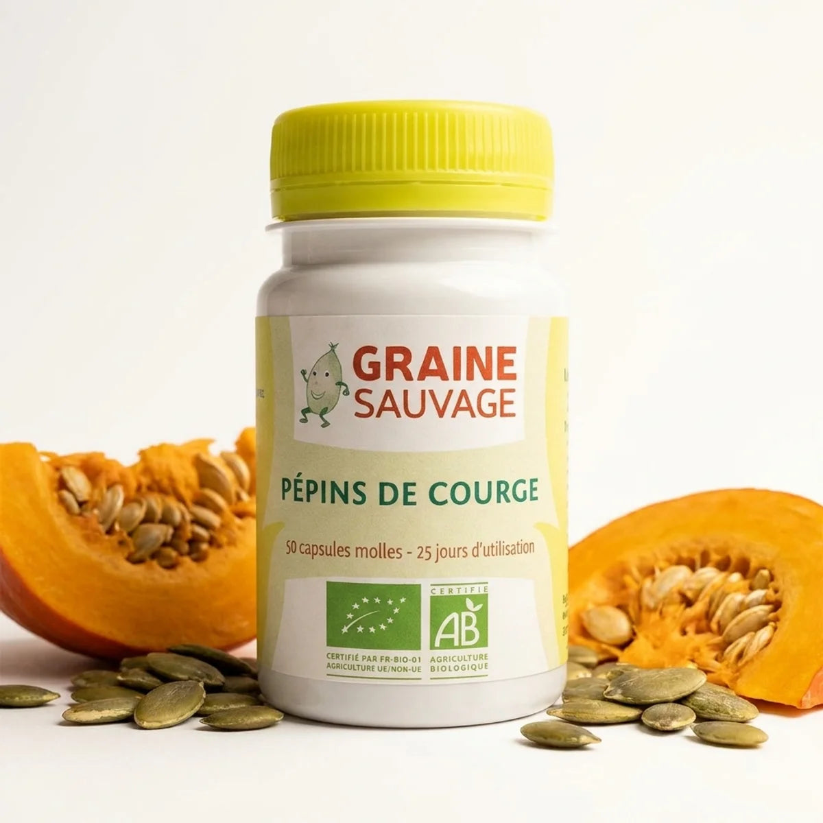 Pépins de courge bio Graine Sauvage 50 capsules avec graines fraîches