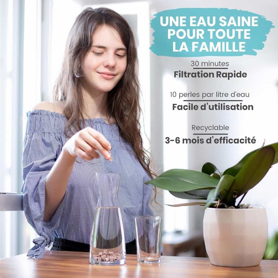 Caractéristiques, tutoriel et durée de vie des Perles de céramique roses Kyuké pour filtrer l’eau du robinet naturellement