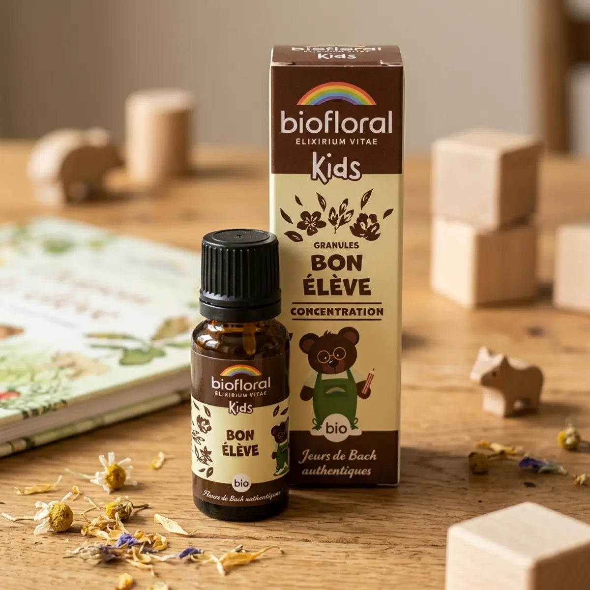 Petit tourbillon bio Biofloral granules enfants 19,5g avec fleurs séchées et jouets bois