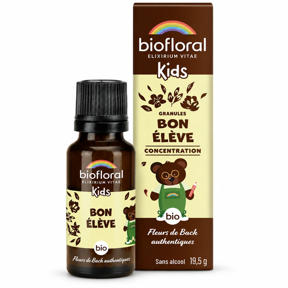 Petit tourbillon bio granules enfants Biofloral 19,5g flacon verre brun