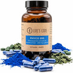 Phyco 200 Life's Code - flacon de phycocyanine 200mg avec poudre bleue et spiruline