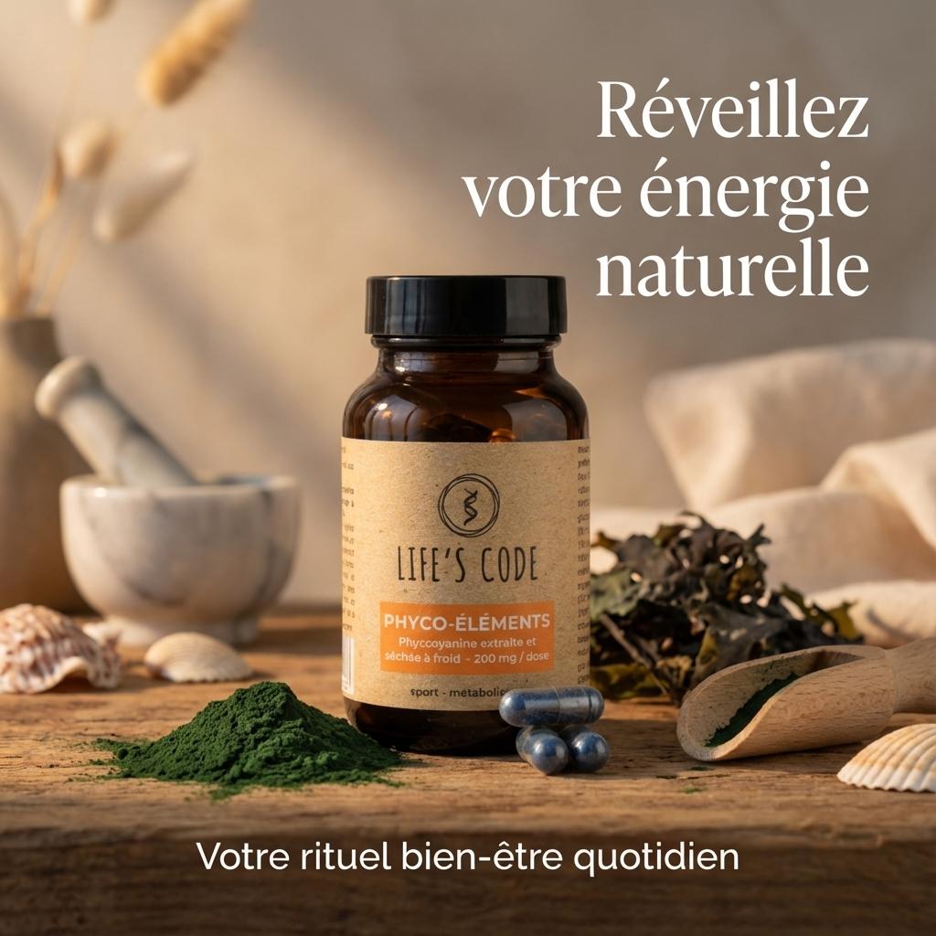 Phyco-éléments Life's Code - 30 gélules spiruline pour énergie naturelle et bien-être quotidien