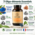 Bouteille Phyco-éléments Life's Code avec 7 oligo-éléments essentiels et phycocyanine lyophilisée