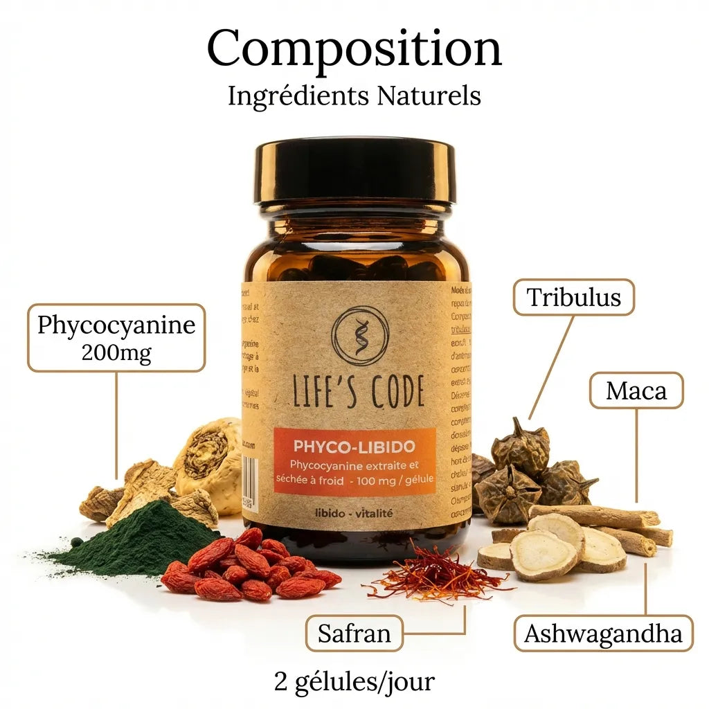Phyco-libido 30 gélules - Complément alimentaire naturel avec spirulina, maca, tribulus et ashwagandha