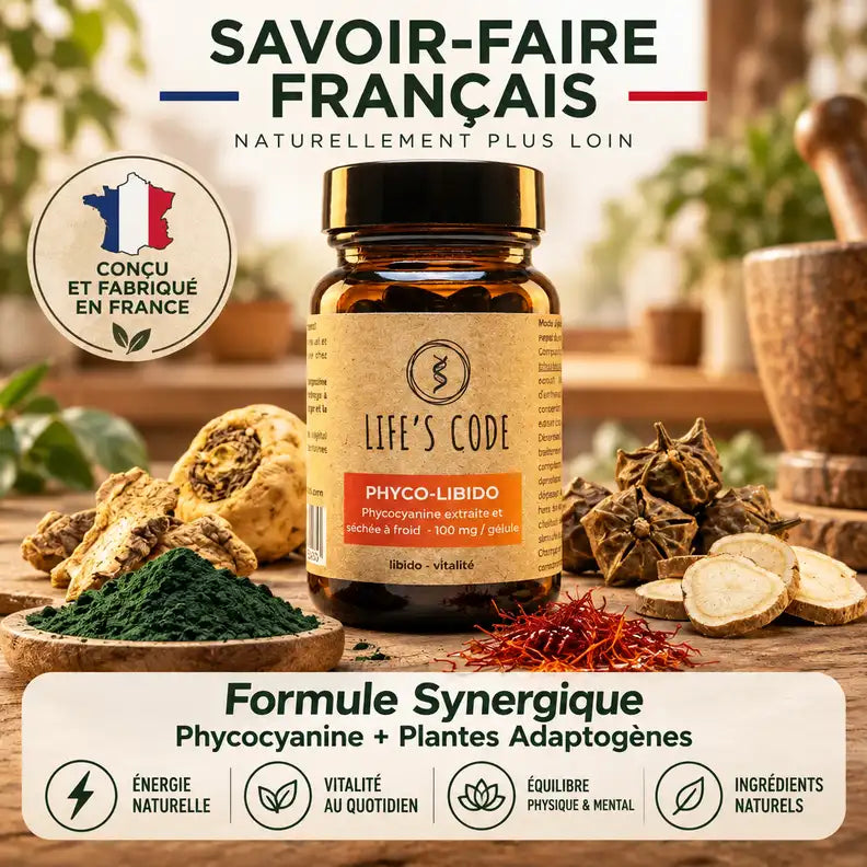 Phyco-libido 30 gélules Life's Code avec ingrédients naturels spiruline maca ashwagandha