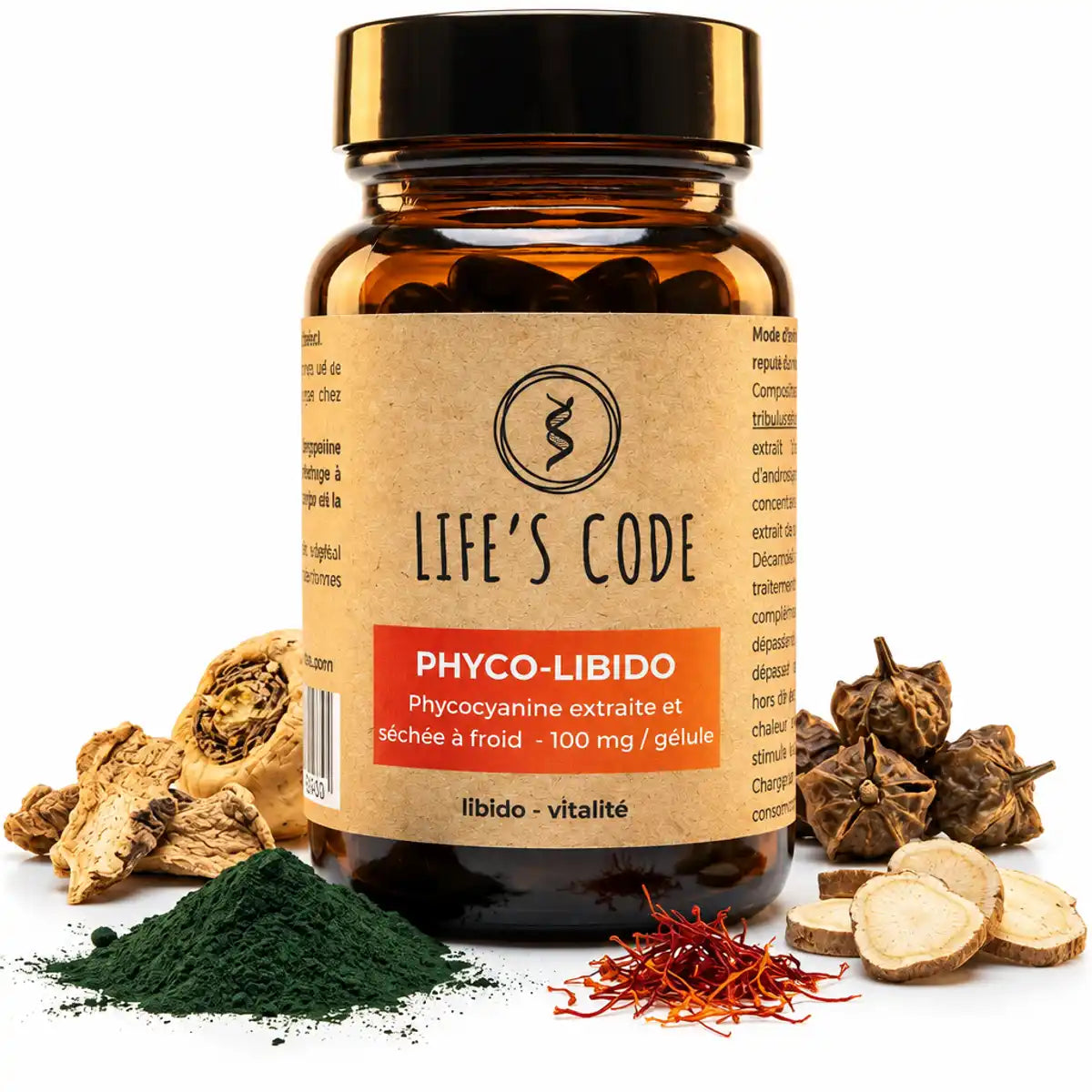 Phyco-libido 30 gélules Life's Code complément alimentaire flacon verre ambré