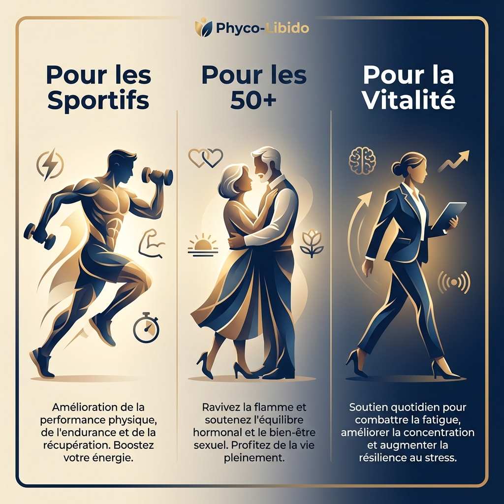 Phyco-libido pour sportifs, 50+ et vitalité - infographie complément alimentaire