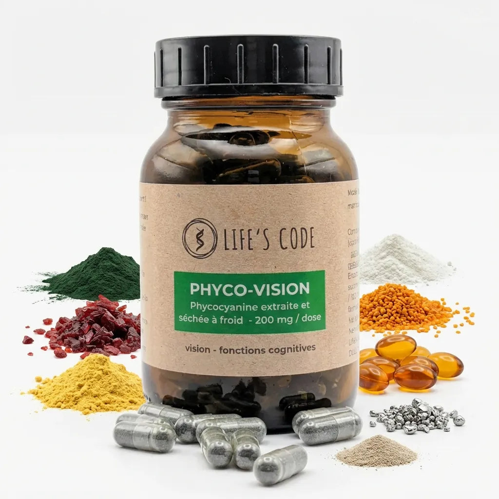 Phyco-Vision Life's Code complément vue avec phycocyanine, spiruline et 7 actifs naturels