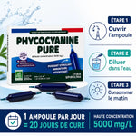Phycocyanine Etika Spirulina ampoules x20 avec guide utilisation étapes consommation
