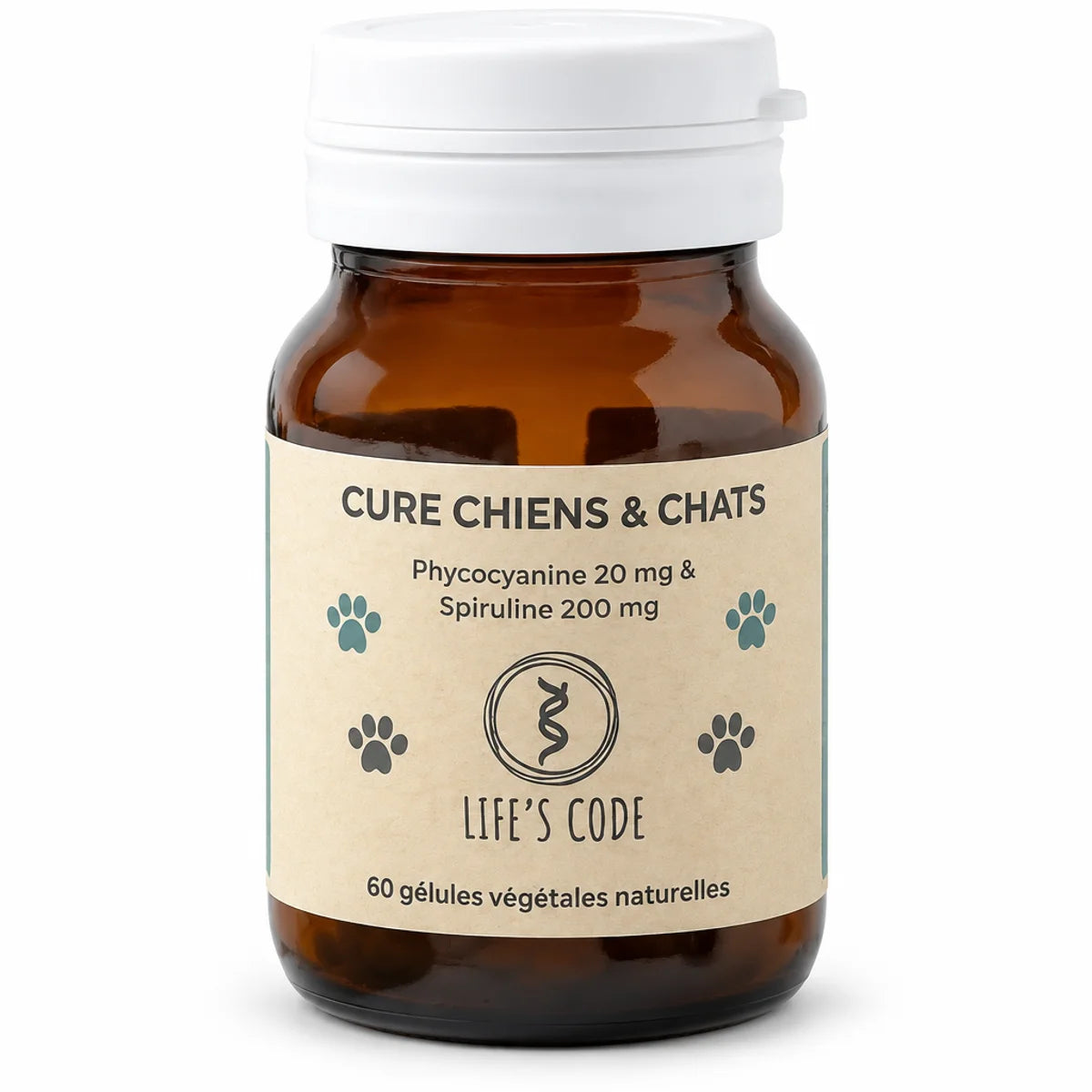 Phycocyanine & Spiruline pour chien chat Life's Code - flacon 60 gélules complément naturel