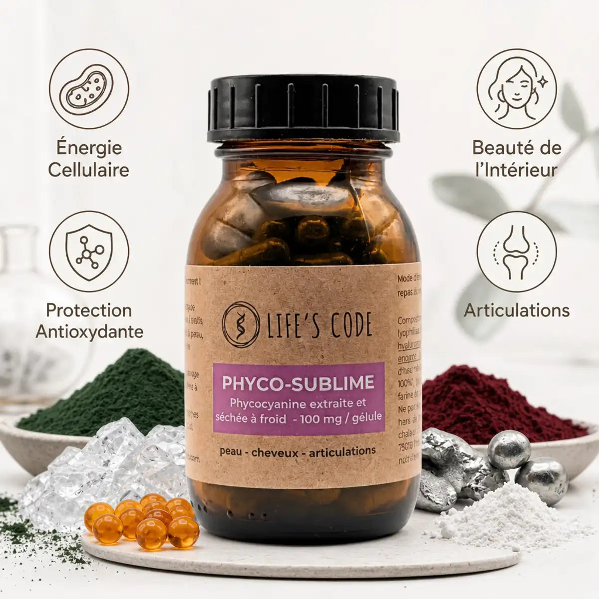 Phyco-Sublime Life's Code complément anti-âge phycocyanine énergie cellulaire beauté peau