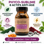 Phyco-Sublime Life's Code - Supplément anti-âge avec phycocyanine et 8 actifs, infographie bénéfices