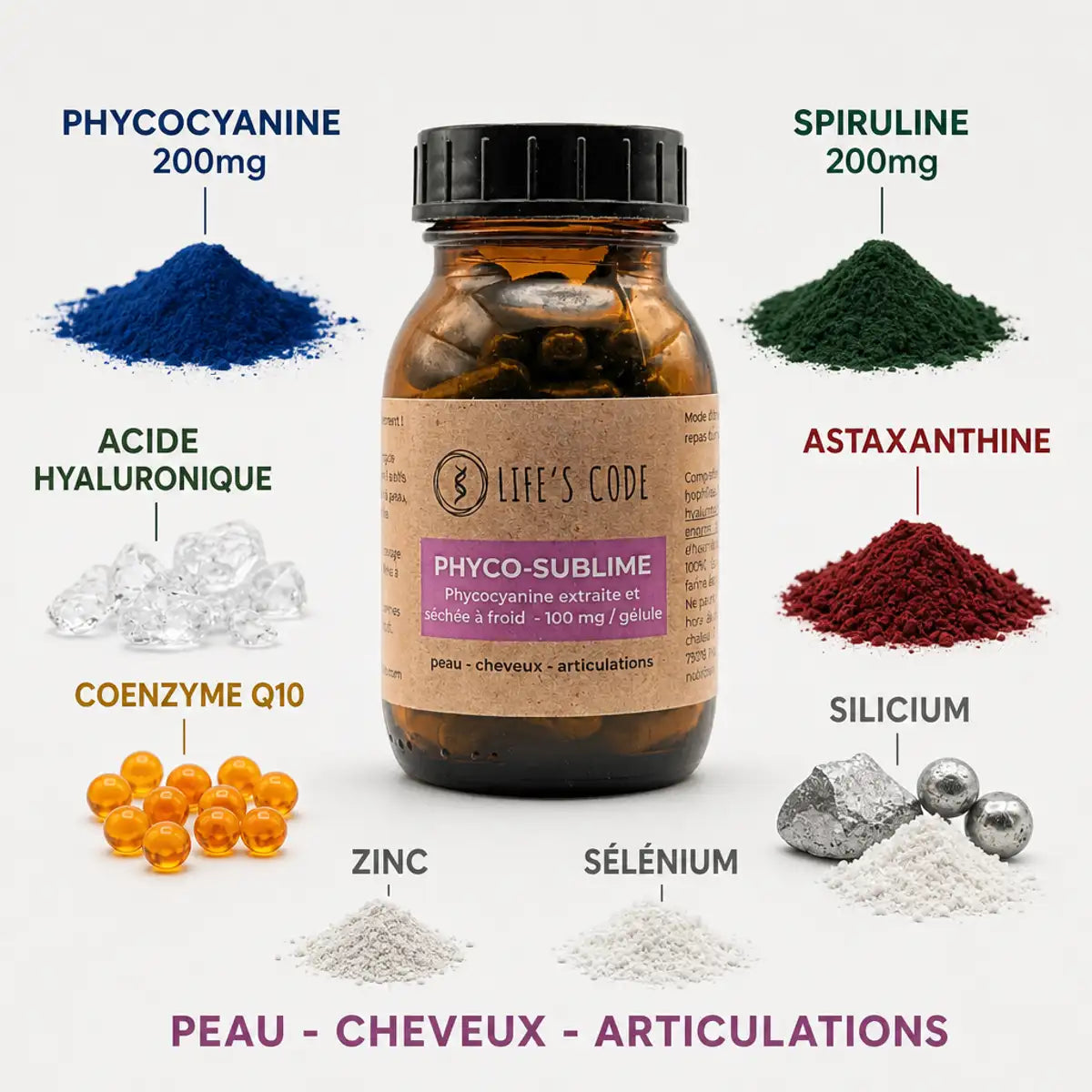 Phyco-Sublime complément anti-âge avec phycocyanine et 8 actifs - Life's Code