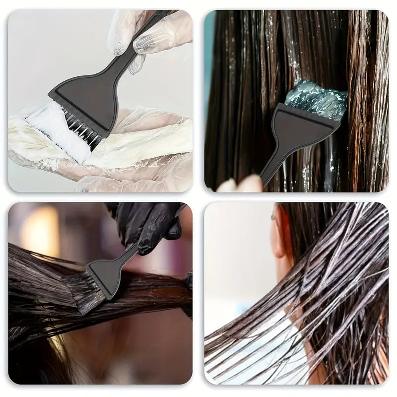Un Pinceau Applicateur Coloration en train d'être utilisé sur des cheveux