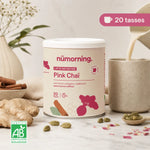 Pink Chai Latte Collagène nüMorning 125g avec épices, gingembre et lait d'avoine versé