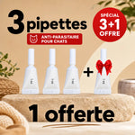 Pipettes antiparasitaire chat 1ml - Offre 3+1 gratuit Biovetol sur fond beige