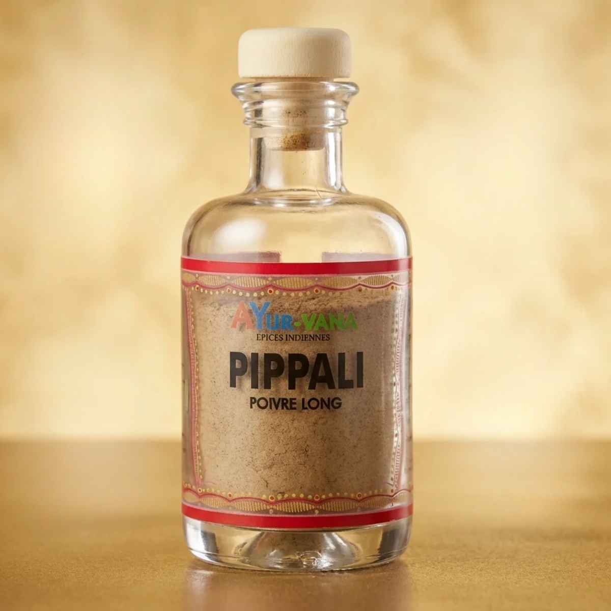 Un Flacon en verre 50 g de Pippali (poivre Long) Ayur-Vana