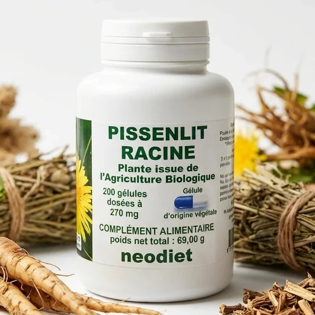 Neodiet Pissenlit Racine bio 200 gélules 270 mg avec racines de pissenlit frais et herbes séchées