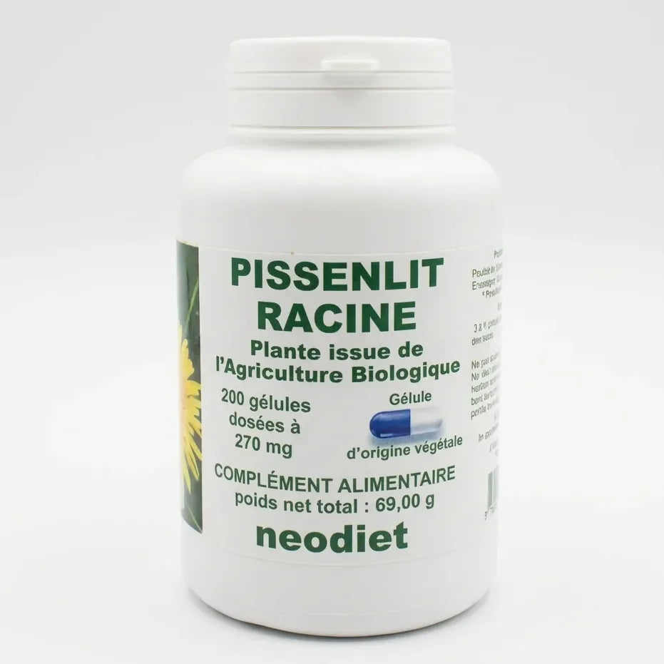 Pissenlit Racine bio 200 gélules 270 mg Neodiet - Flacon complément alimentaire