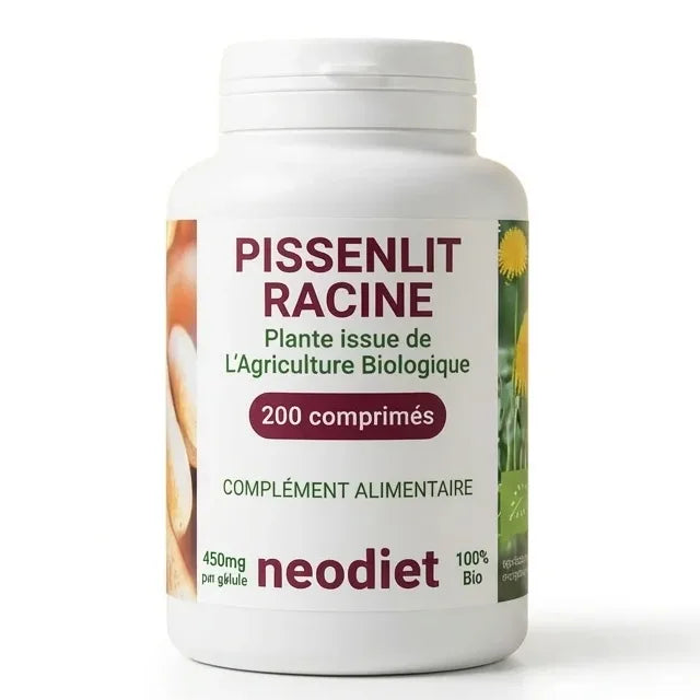 Complément Pissenlit Racine Bio Neodiet 200 gélules 450mg bouteille blanche