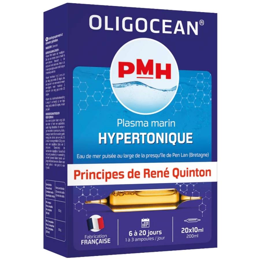 Une boite de Plasma Marin Hypertonique de 20 ampoules de 10 ml de la marque Oligocéan