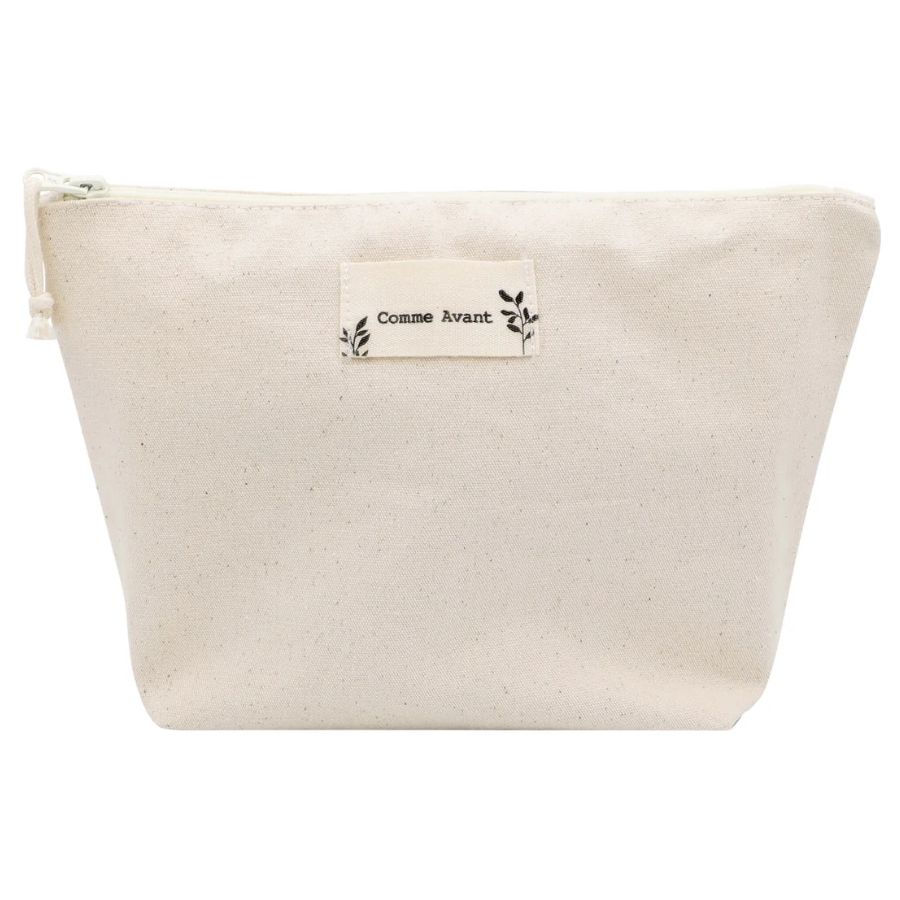 La pochette de toilette en coton bio Comme Avant, offerte avec le coffret