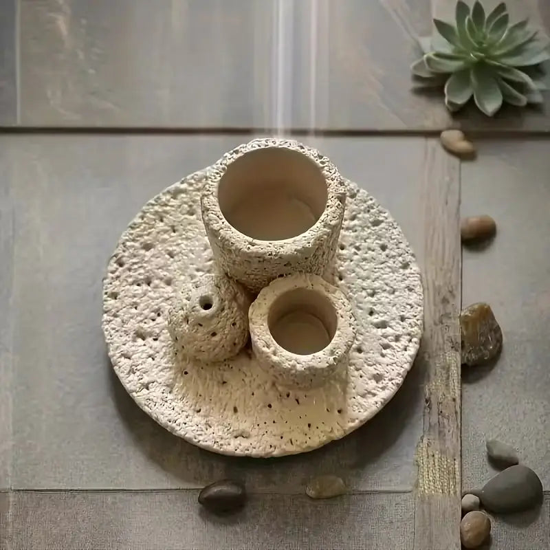 Porte-Encens 3-en-1 texturé vue de dessus