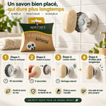 Porte savon aimanté Apimani fleur design avec guide d'installation en 4 étapes