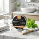 Poudre blanchissante SFB menthe poivrée 100ml avec feuilles menthe et brosse à dents