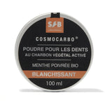 Poudre blanchissante SFB Cosmocarbo menthe poivrée 100ml - pot noir et orange