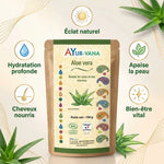 Poudre Aloe vera bio 100g AyurVana avec bénéfices hydratation peau cheveux