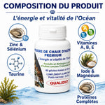 Poudre de Chair d'Huître Premium 60 gélules - Composition Zinc Sélénium Taurine Vitamines