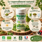 Poudre de Moringa oleifera bio 150g LT Labo avec guide d'utilisation et certifications