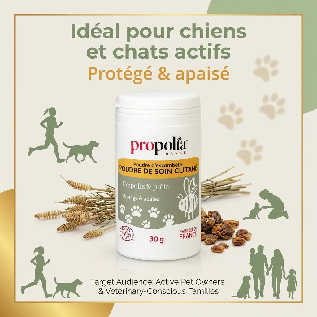 Poudre soin cutané naturelle Propolia 30g pour chiens et chats actifs