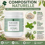 Poudre noire naturelle Phyto'Lab anti-puces tiques 350g composition terre diatomée menthe poivrée