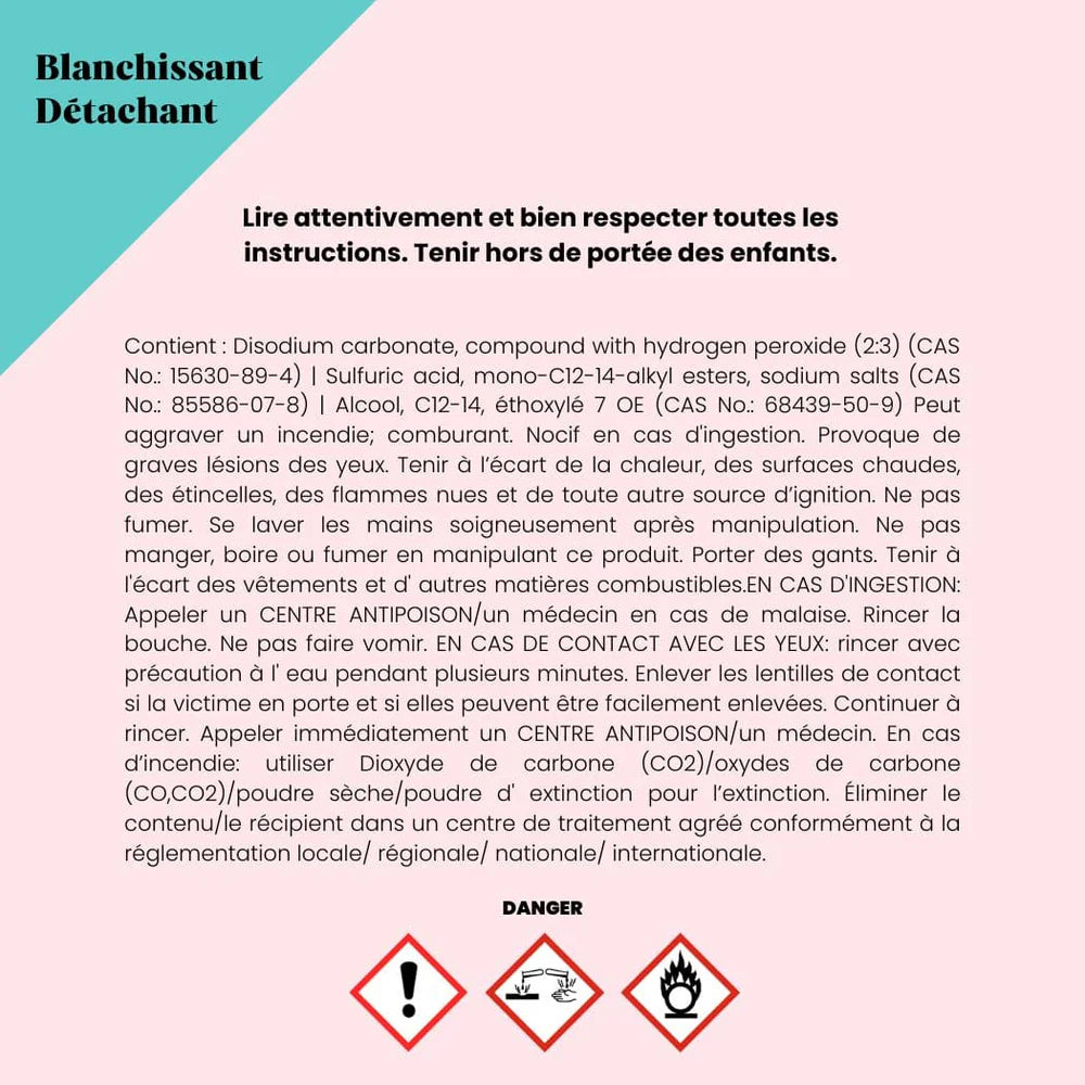 Précautions d'utilisation de Pimpant 700g Blanchissant et Détachant 