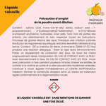 Composition et précautions d'emploi du liquide vaisselle aux agrumes de la marque Pimpant 