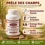 Prêle des champs Neodiet 200 comprimés avec bénéfices santé : reminéralisation osseuse et confort articulaire