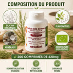 Prêle des Champs Neodiet 200 comprimés - Bouteille avec silicium organique et minéraux pour santé osseuse